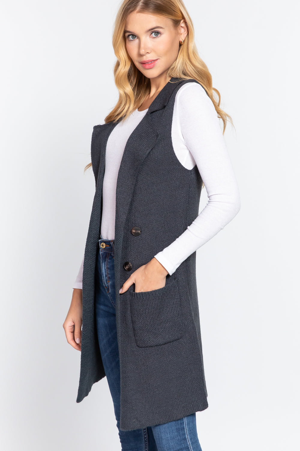 Gilet pull long sans manches