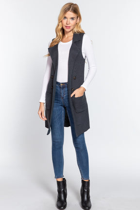 Gilet pull long sans manches