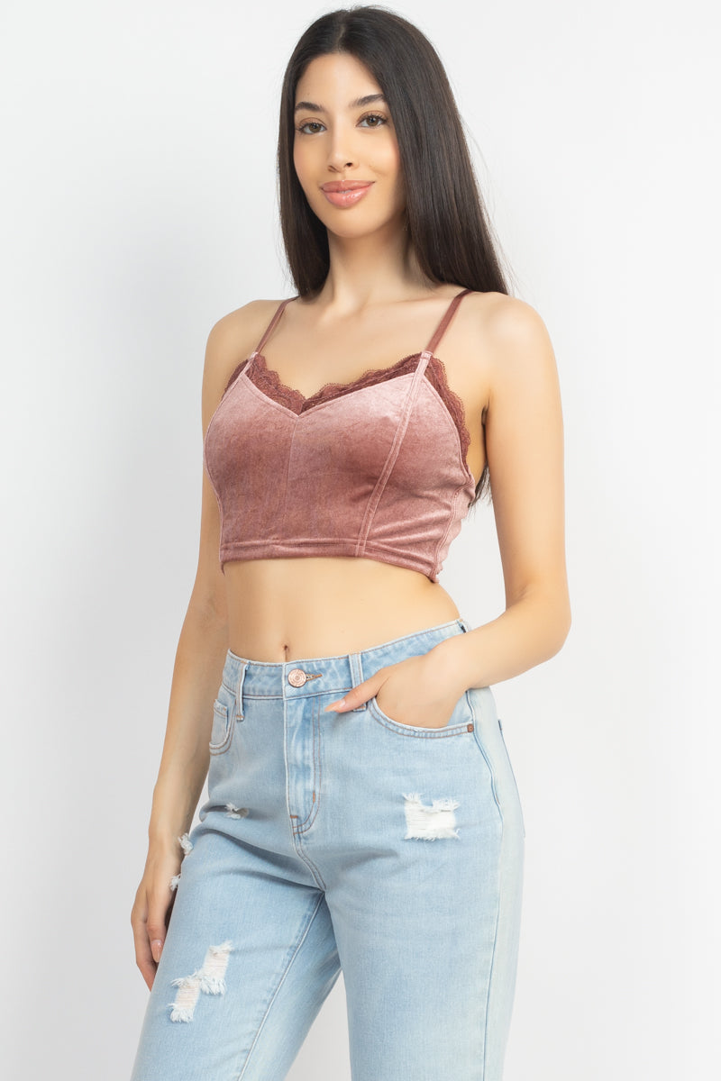 Sleeveless Corset Velvet Crop Top