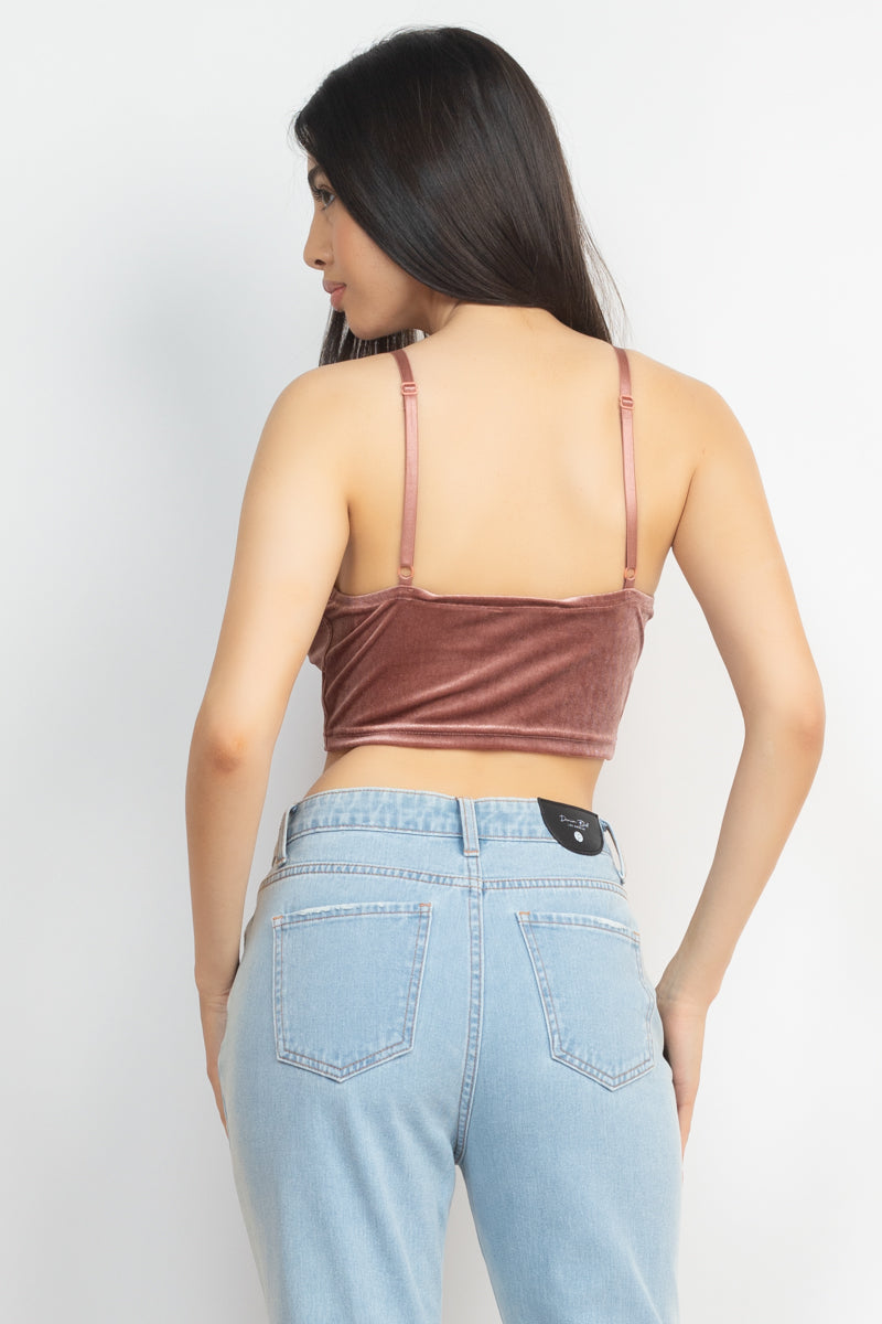 Sleeveless Corset Velvet Crop Top