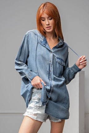 Veste chemise en jean délavé