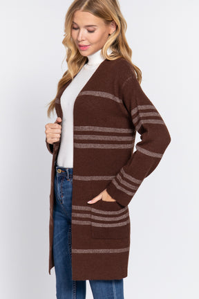 Dolman Slv Cardigan pull ouvert à rayures