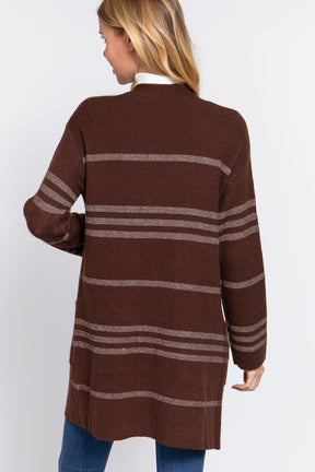 Dolman Slv Cardigan pull ouvert à rayures