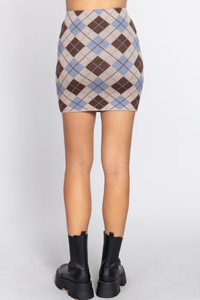 Mini-jupe pull en jacquard Argyle