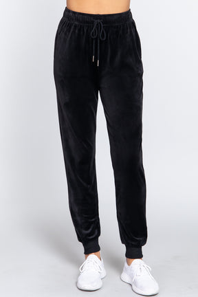 Pantalon de jogging long en velours avec taille élastique