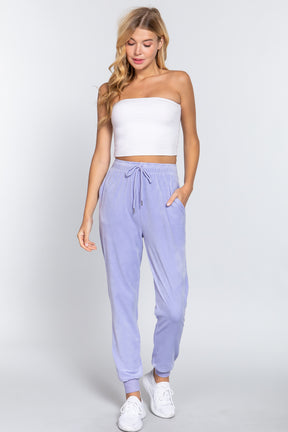 Pantalon de jogging long en velours avec taille élastique