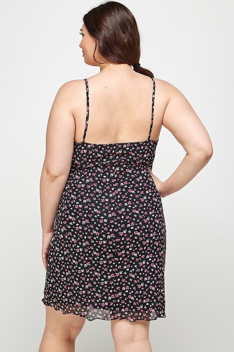 Robe camisole grande taille à imprimé fleuri sur tissu en maille