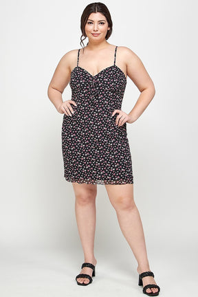 Robe camisole grande taille à imprimé fleuri sur tissu en maille