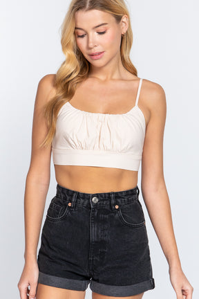 Back Ribbon Tie Cami Crop Top