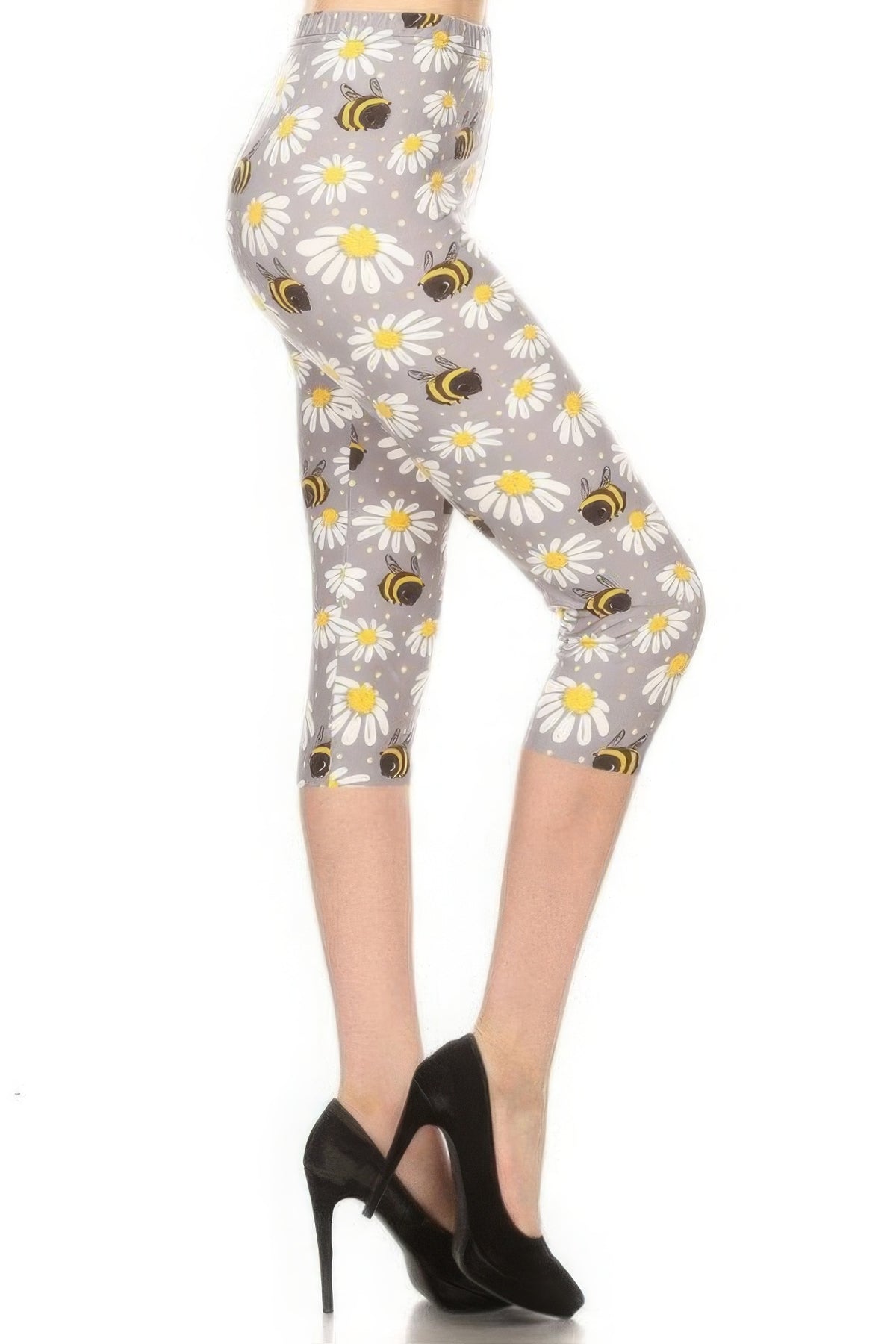 Legging Capri taille haute à imprimé floral et abeilles