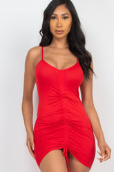 Adjustable Ruched Front Detail Mini Dress