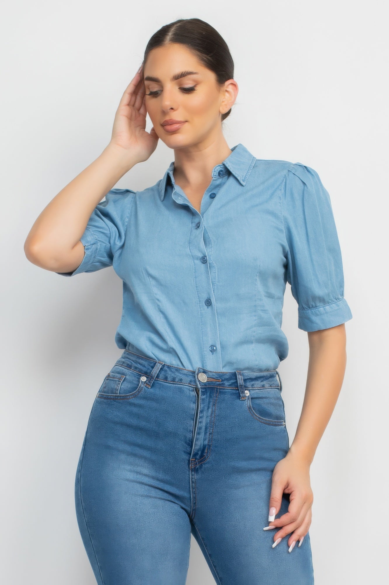 Haut chemise en jean boutonné