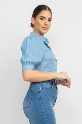 Haut chemise en jean boutonné