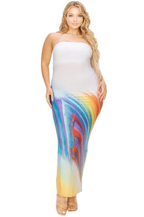 Robe longue tube sans manches avec dégradé de couleurs