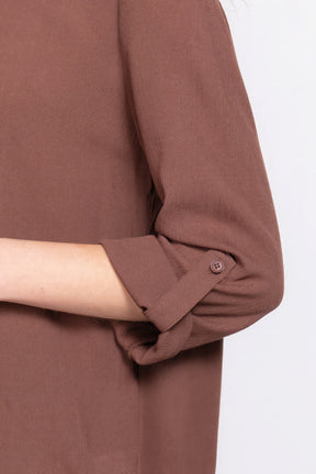 3/4 Roll Up Slv Pleated Blouse