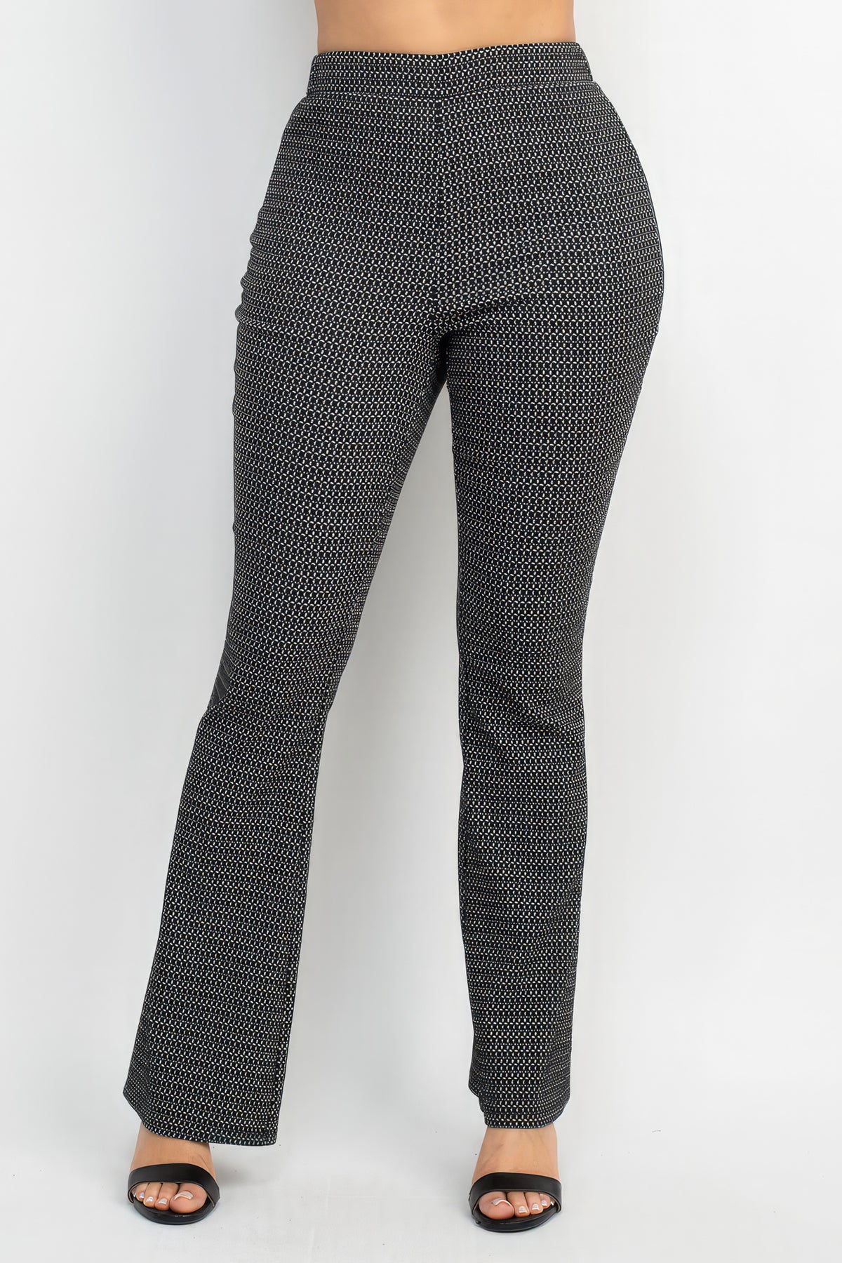 Pantalon à carreaux ajusté à jambe évasée