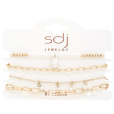 Sodajo Pearl Bead Oval Link Bracelet Set