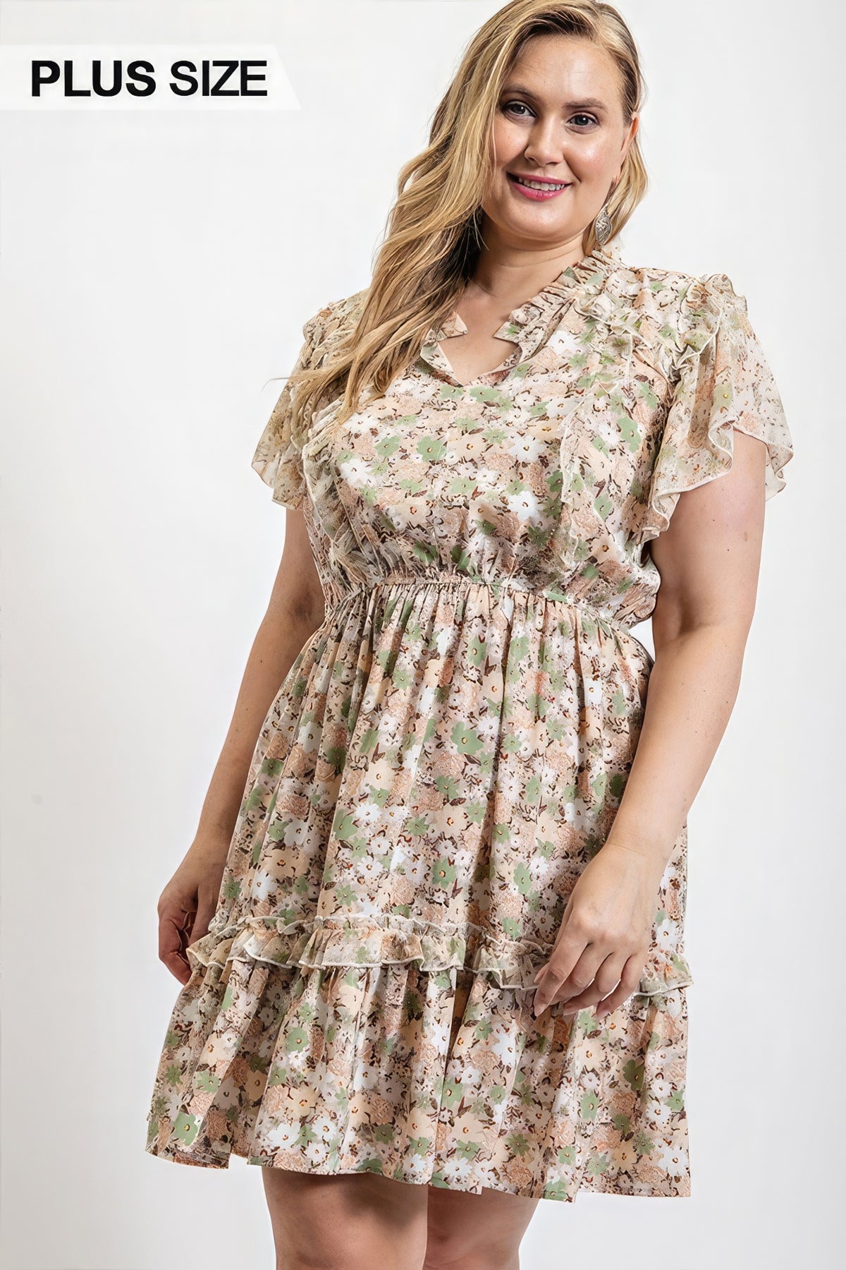 Robe à volants à imprimé floral et taille élastique