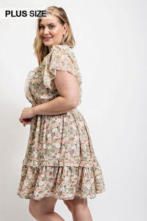 Robe à volants à imprimé floral et taille élastique