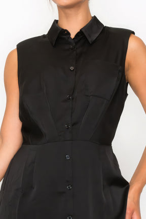 Robe chemise plissée boutonnée