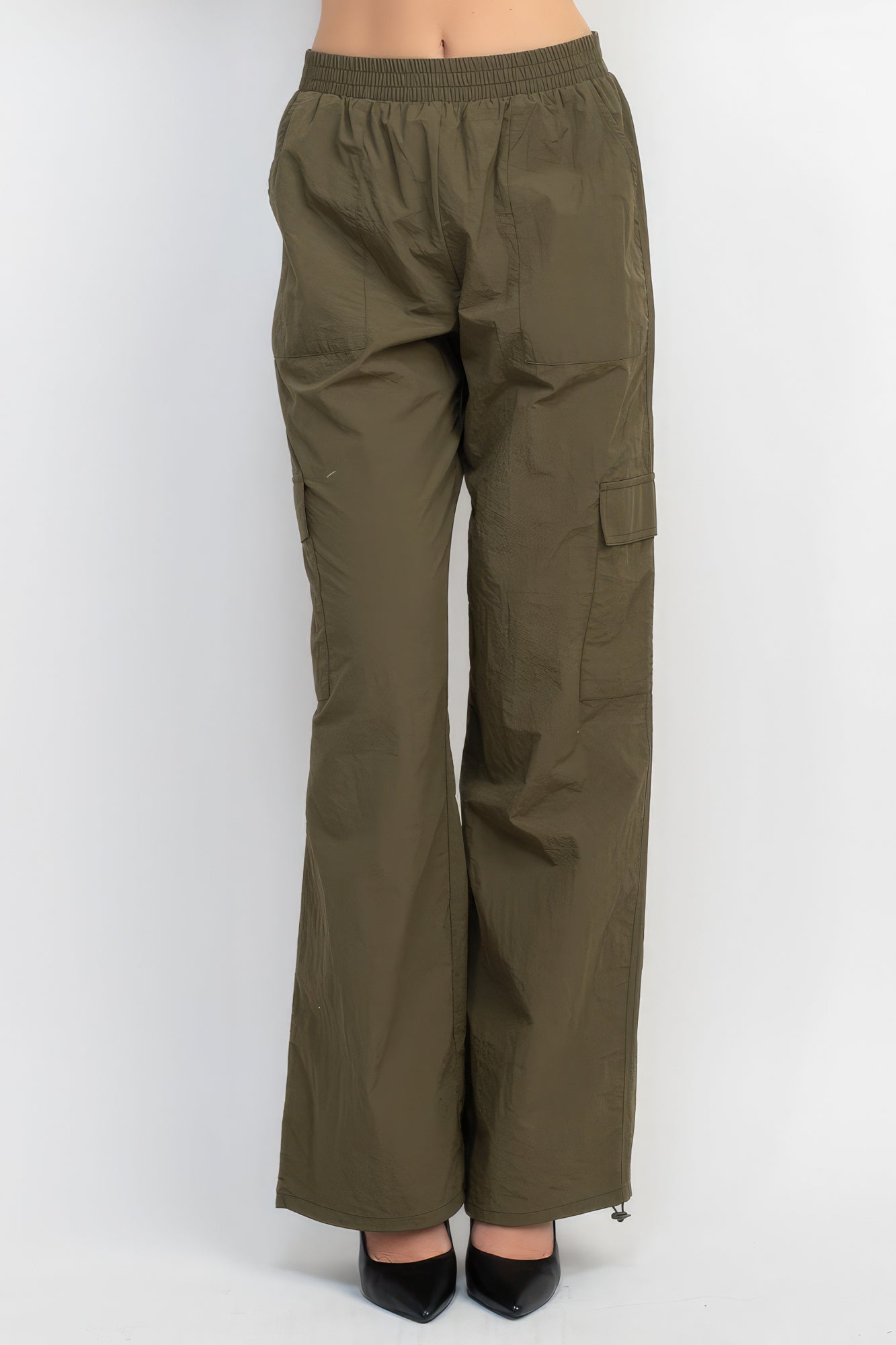 Pantalon cargo taille haute en parachute