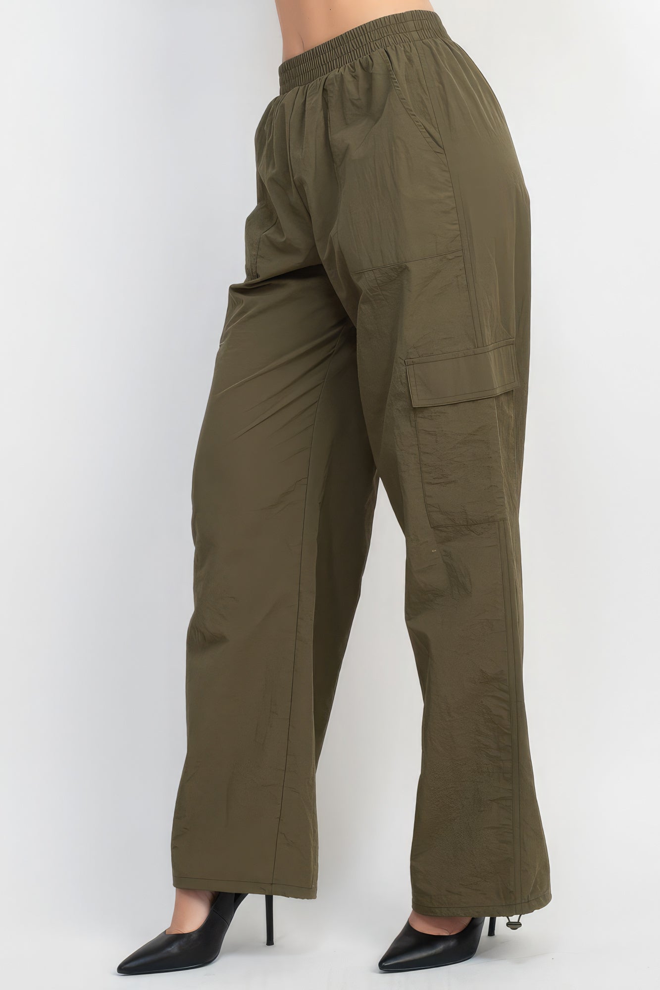 Pantalon cargo taille haute en parachute