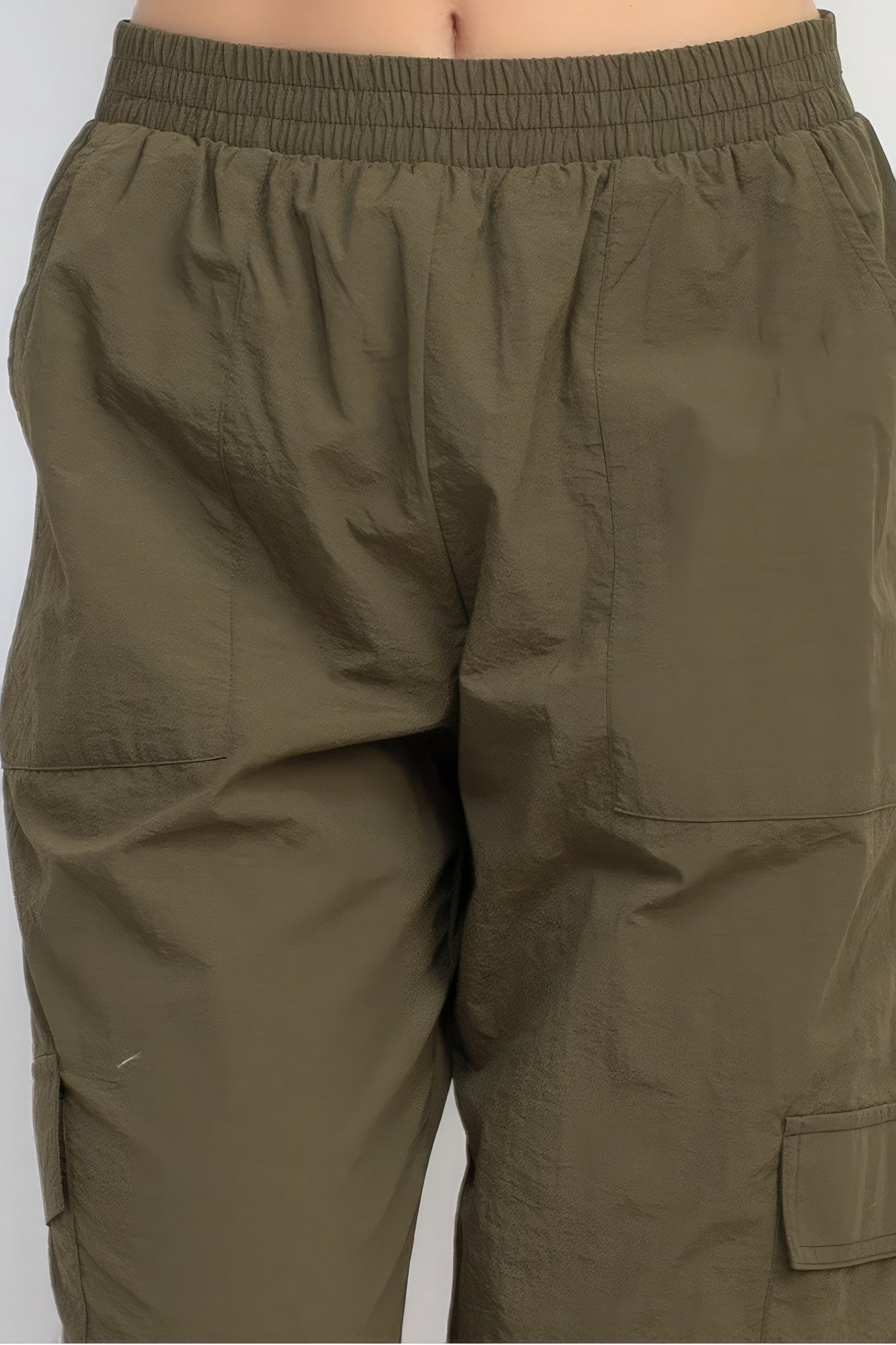 Pantalon cargo taille haute en parachute