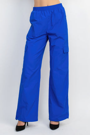 Pantalon cargo taille haute en parachute