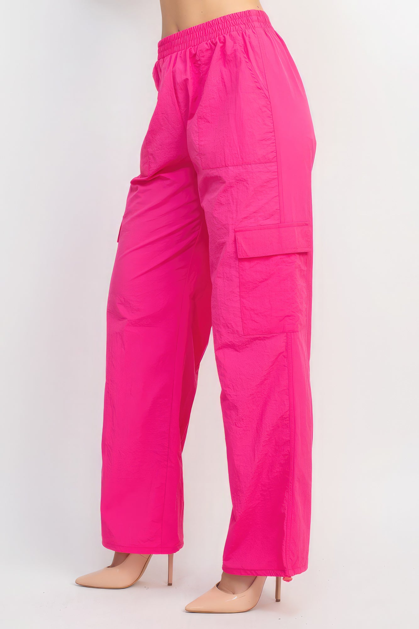 Pantalon cargo taille haute en parachute