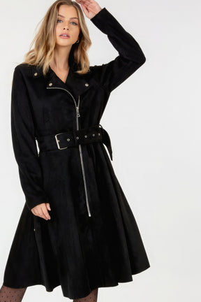 Manteau en faux daim avec ceinture à la taille