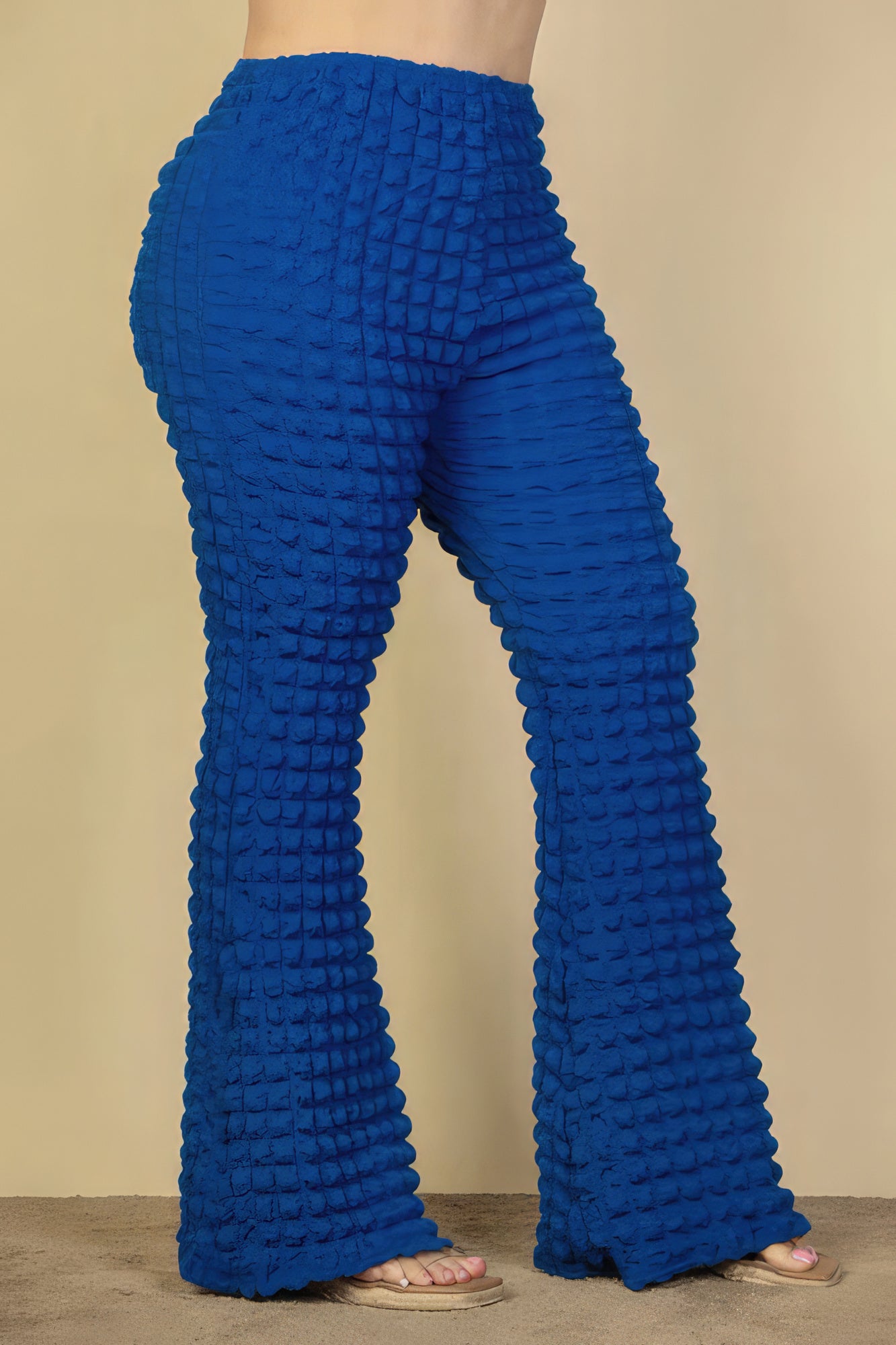 Pantalon évasé en tissu à bulles grande taille