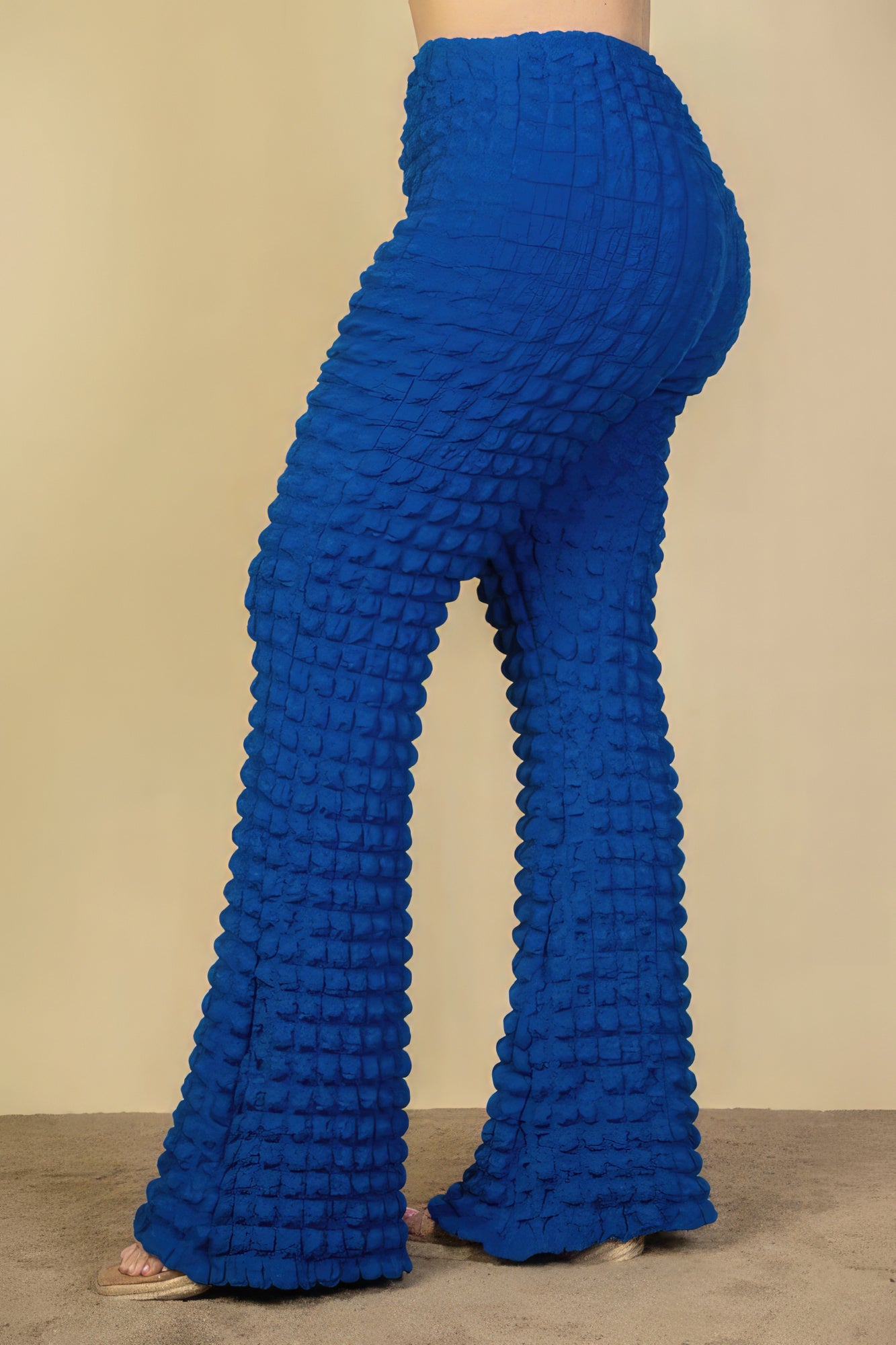 Pantalon évasé en tissu à bulles grande taille