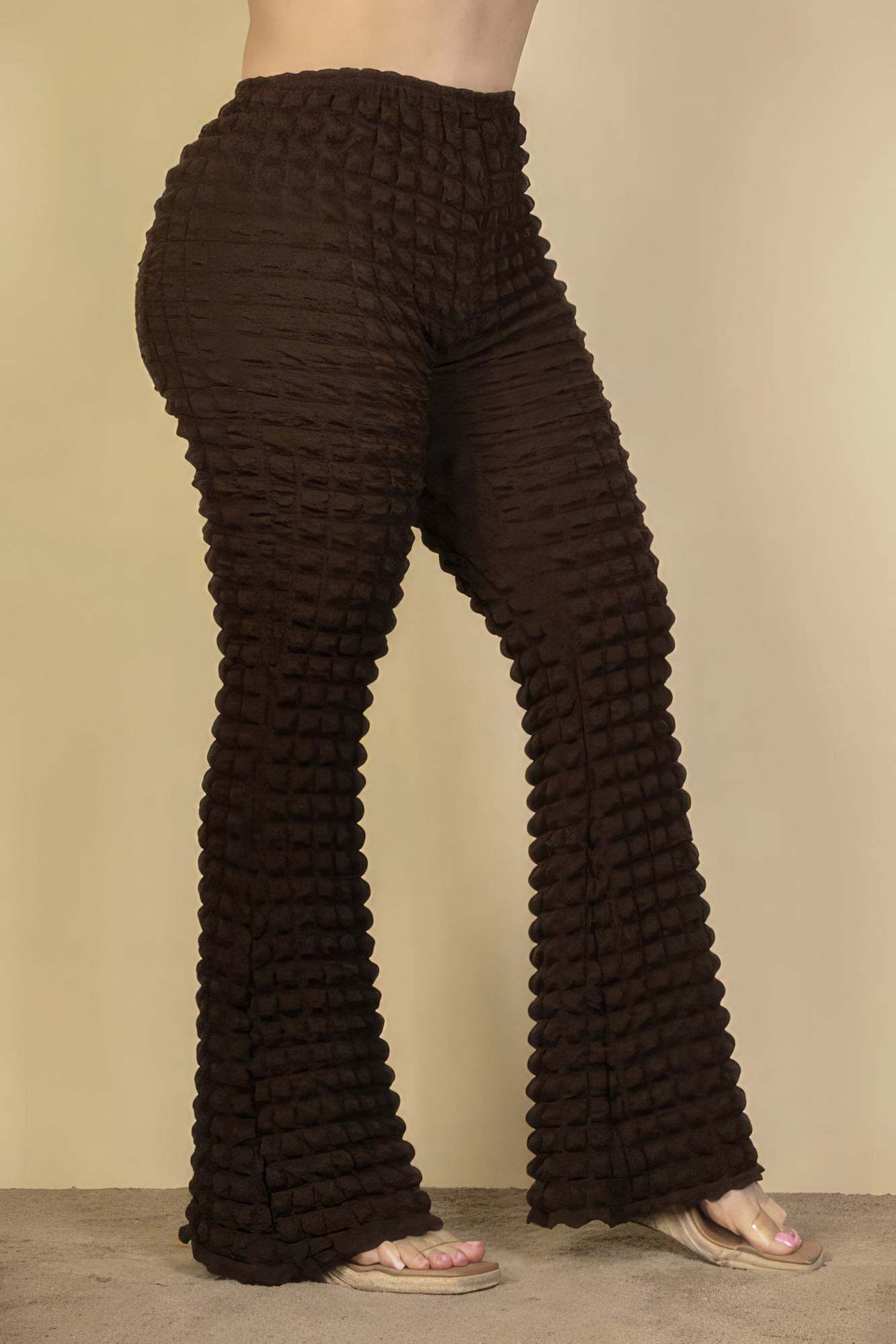 Pantalon évasé en tissu à bulles grande taille