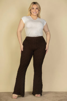 Pantalon évasé en tissu à bulles grande taille