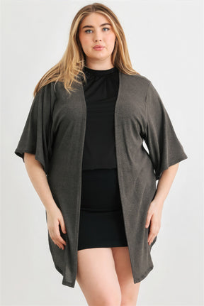 Cardigan ouvert en tricot anthracite Plus