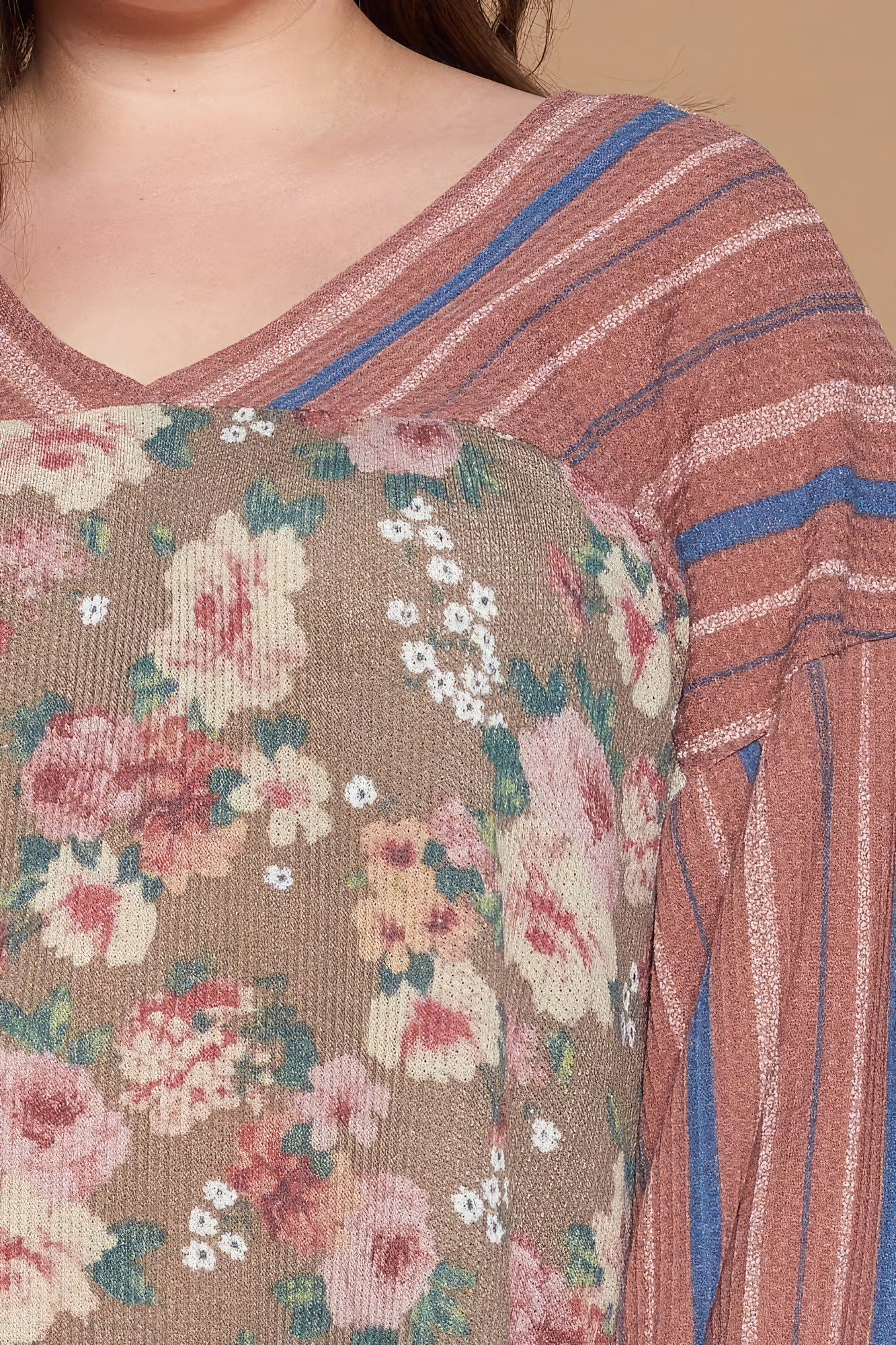 Haut en tricot à imprimé floral