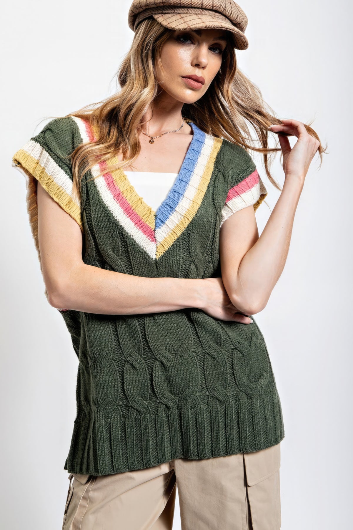 Multi Color Knitted Sweater Vest