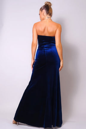 Strapless Sweetheart Maxi Velvet Dress