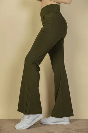 Pantalon évasé taille haute avec poche avant