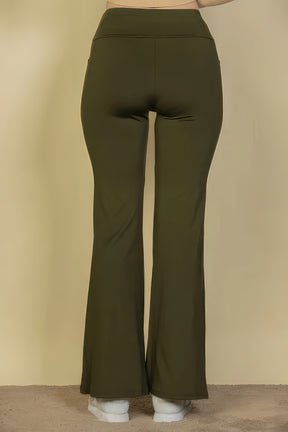 Pantalon évasé taille haute avec poche avant