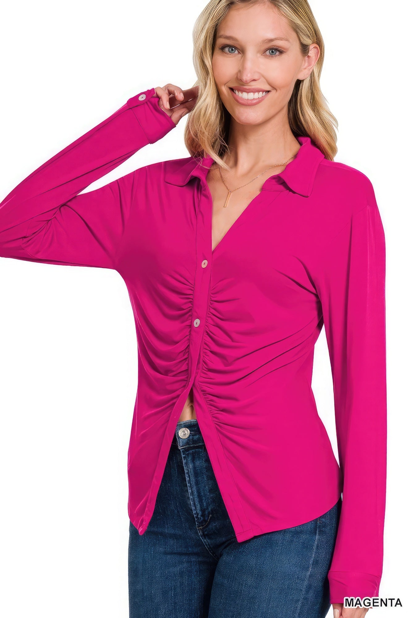 Chemise froncée extensible