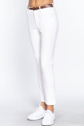 Cotton-span Twill Belted Long Pants