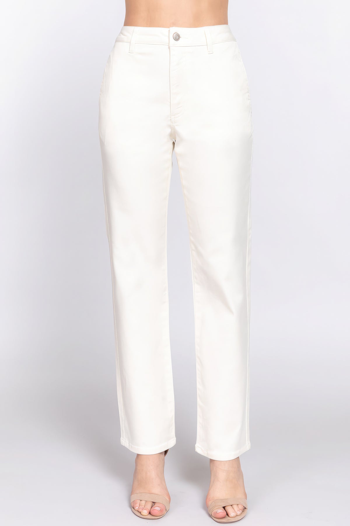 Pantalon long en sergé coupe droite