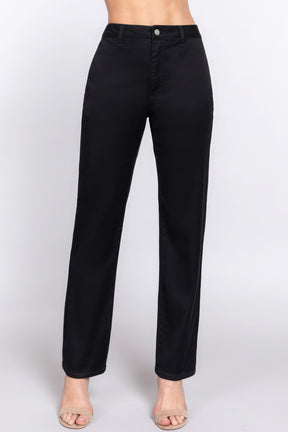 Pantalon long en sergé coupe droite