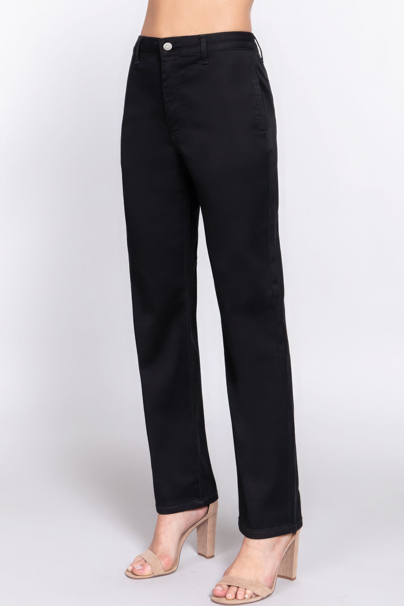 Pantalon long en sergé coupe droite