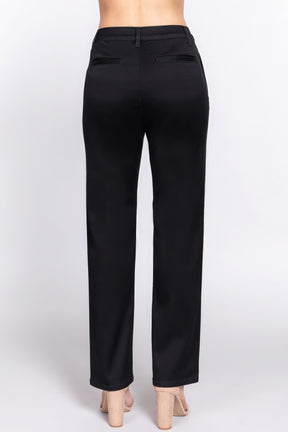 Pantalon long en sergé coupe droite