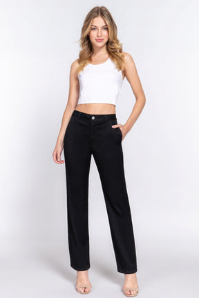 Pantalon long en sergé coupe droite