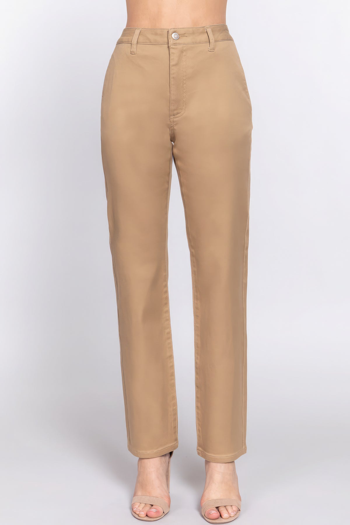 Pantalon long en sergé coupe droite