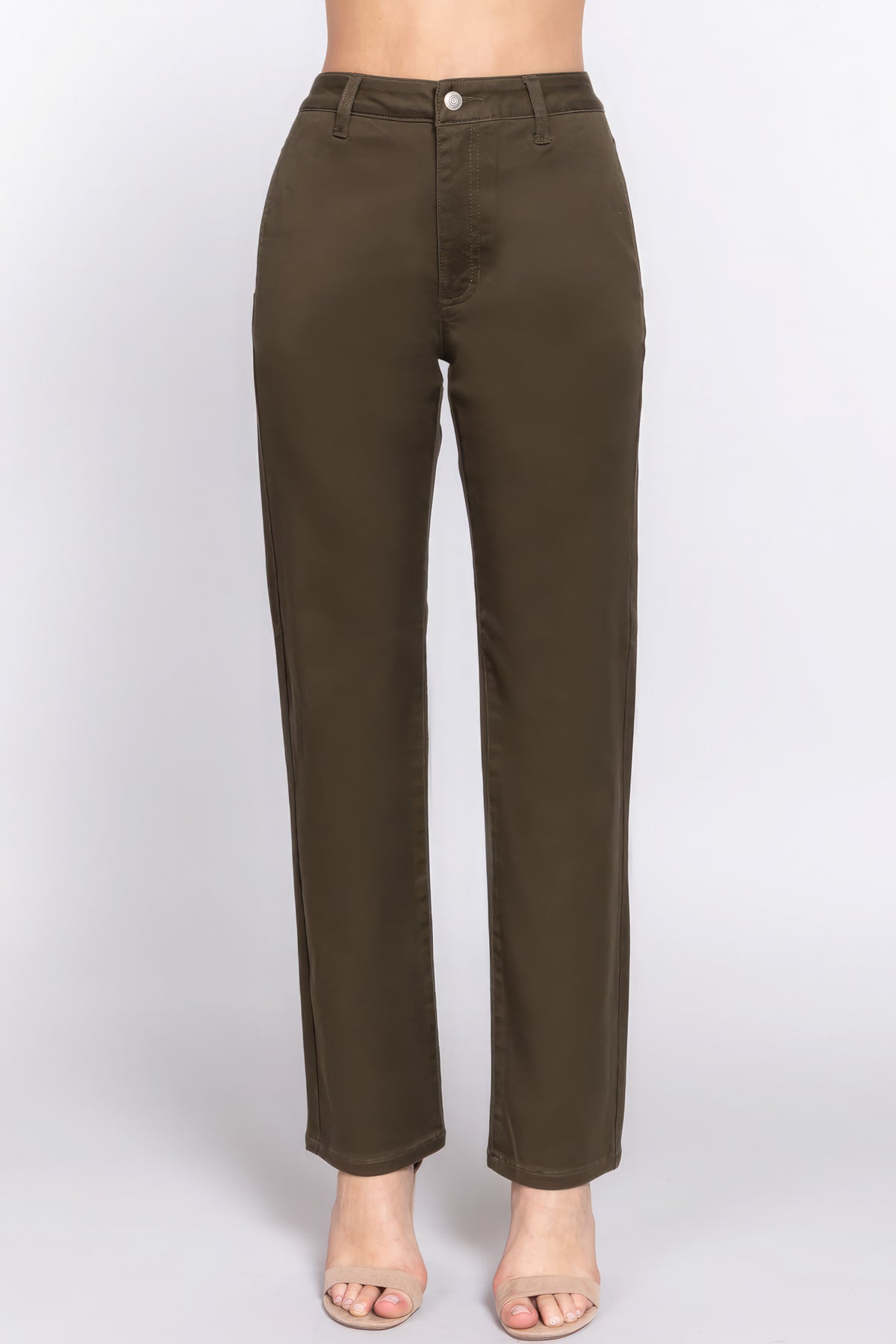 Pantalon long en sergé coupe droite