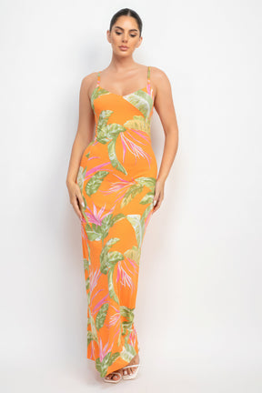 Robe longue à imprimé tropical